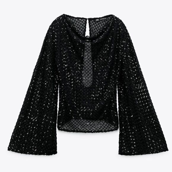 ZARA SEQUIN MESH TOP - Picture 7 of 10